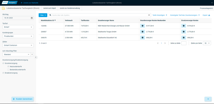 Lokationsbasierter Tarifvergleich Strom